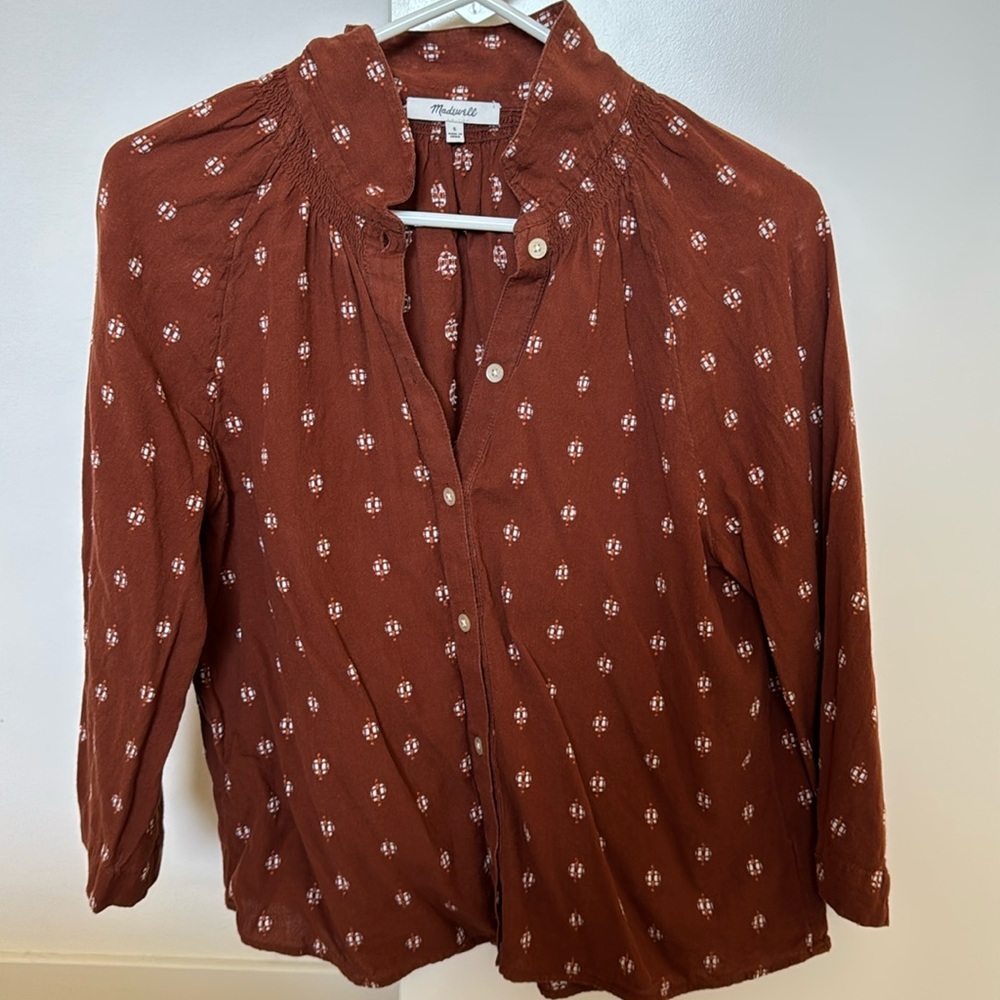 Madewell S Rust Orange Raglan Peasant Shirt